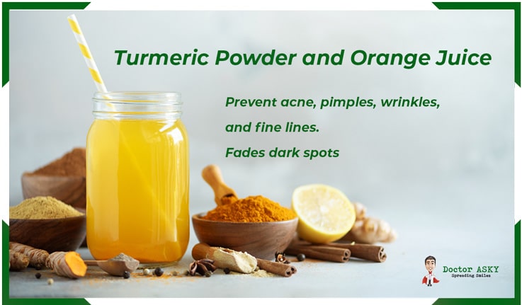 Turmeric Powder and Ornage Juice 